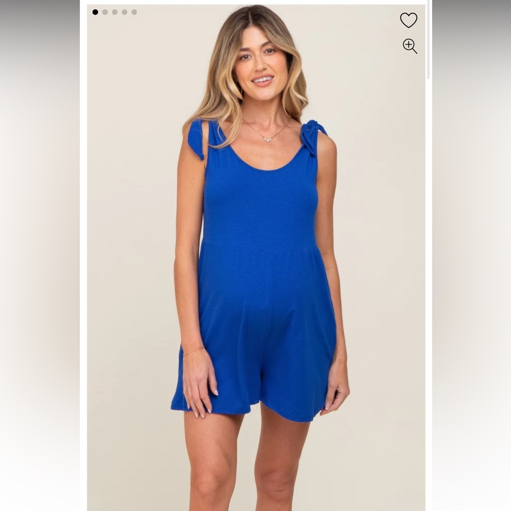 Navy Blue Knot Strap Maternity Romper - Size: Large